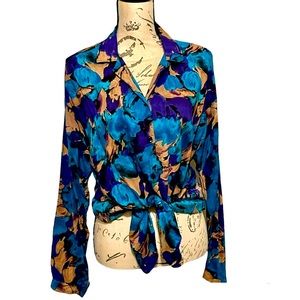 Vintage Jeri Marque by Button Up Long Sleeve Top  Fits Large